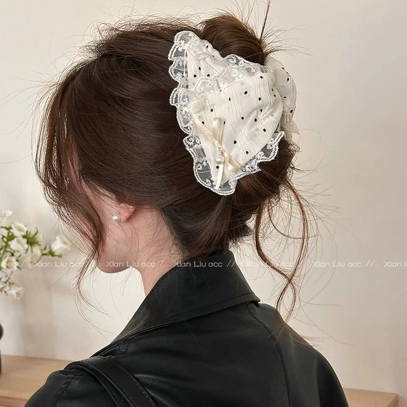 Summer new lace triangle claw clip large hair clip for women full back of head bun shark clip hair accessory