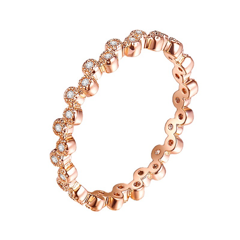 New Cute Fresh Women Micro-Set Zircon Ring Dot Wave Ring 910197