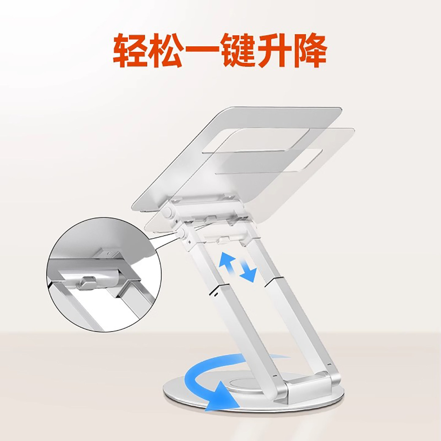 Suspended cooling portable aluminum alloy metal office desktop adjustable lift standing rotatable laptop stand