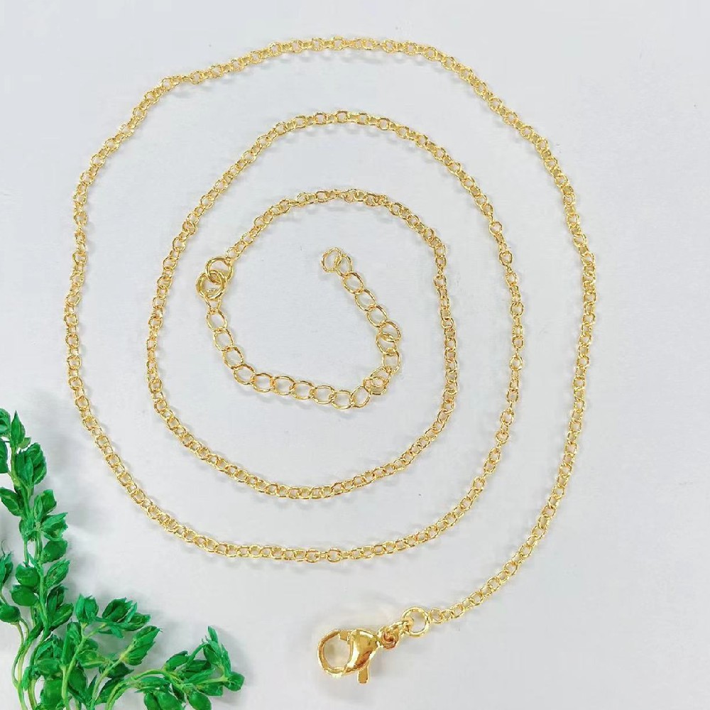 Copper plated real gold women's necklace water ripple chain side chain box chain O chain bead chain star chain live selling