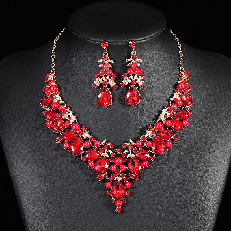 2022 New Necklace Set Women Two-Piece Alloy Elegant Bride Dress