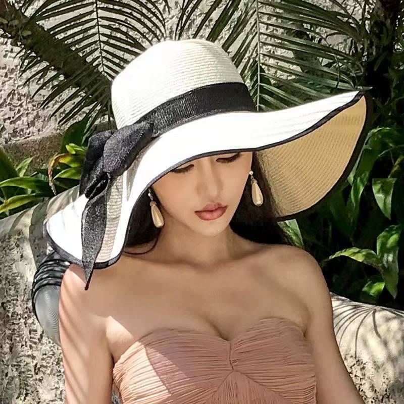 Colorful Beaded Straw Fisherman Hat, Summer Beach Vacation Sun Protection Straw Hat, Foldable Hat