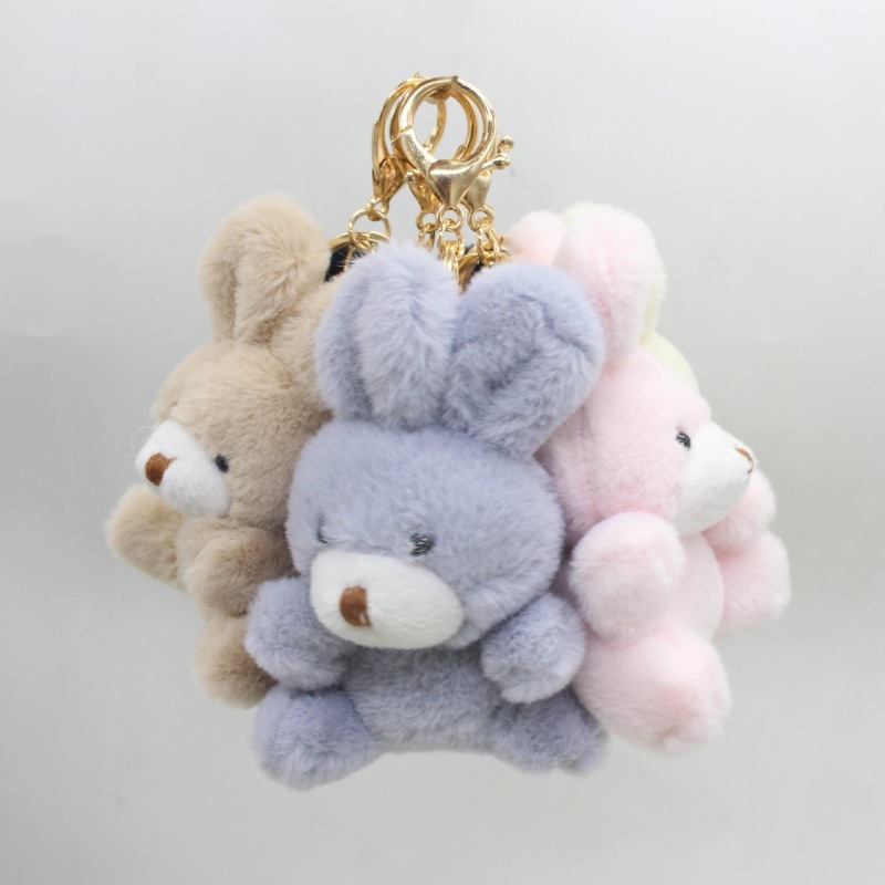 Plush Toy Rabbit Cute Rabbit Fur Bear Keychain Bag Charm Promotional Gift DIY Small Doll