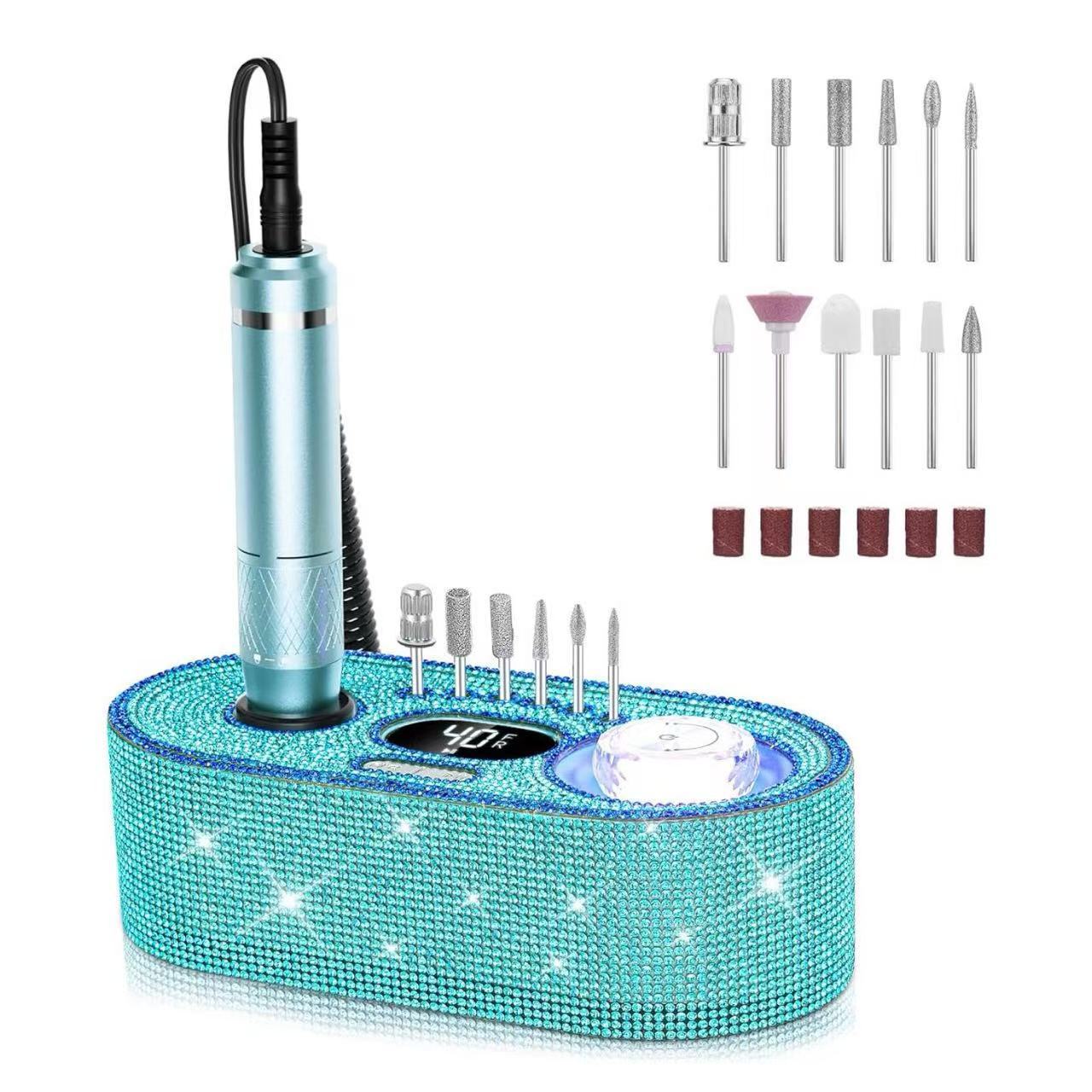 New Integrated Nail Drill Electric Nail Remover 45000 RPM No Heat Crystal Purple Light Breathing