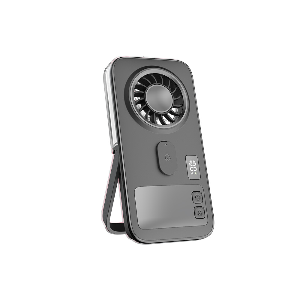 2026 new handheld spray fan, compact and portable, digital display, USB, outdoor humidifying and moisturizing mini fan
