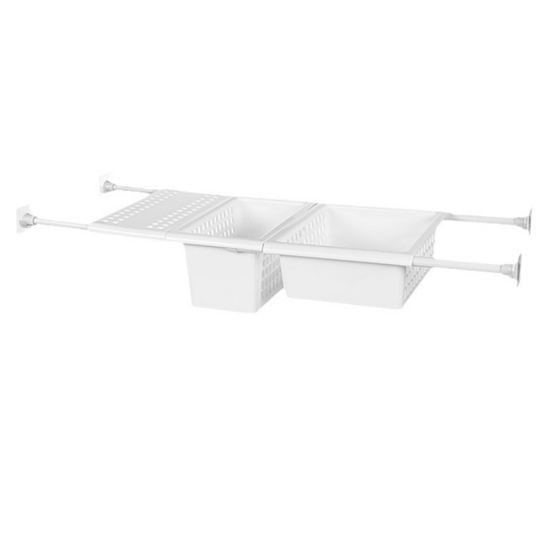 Cabinet inner layered shelf, storage rack, no-drill, telescopic rod, under sink organizer