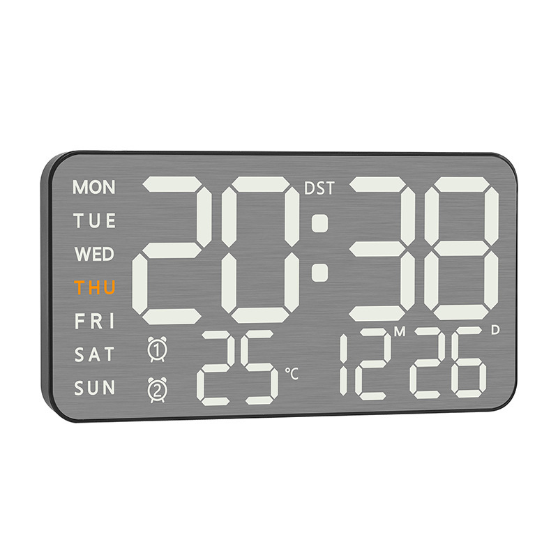 Metal Brushed Feel Wall Clock New Multifunctional Electronic Clock LED Electronic Alarm Clock Simple Alarm Clock