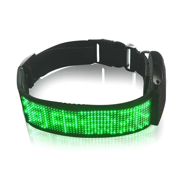 LED Display Pet Collar, Mobile-Controlled Monochrome Collar and Leash, Glowing LED Dog Collar