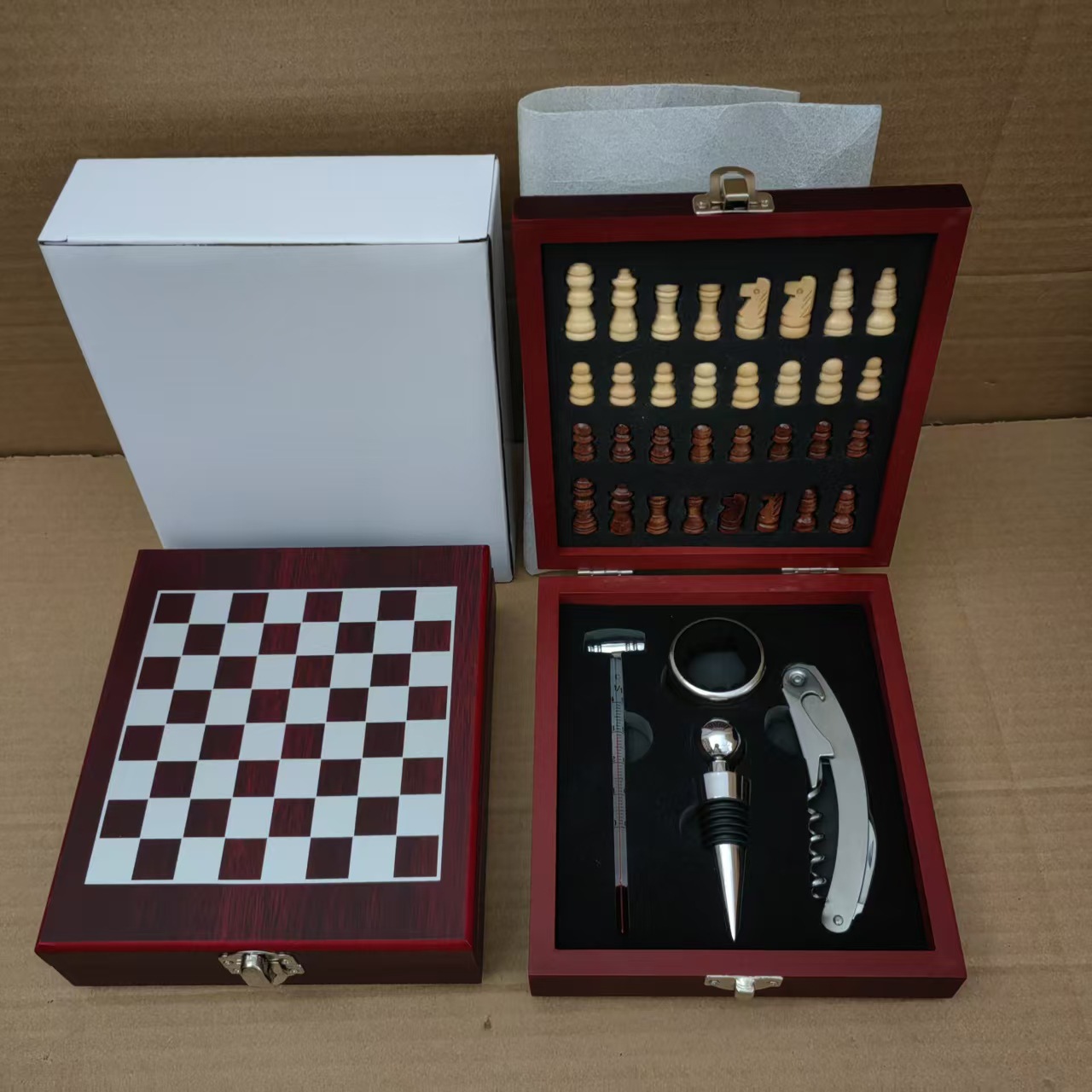 Red Wine Tool Set Red Wine Opener Wine Stopper Wine Pourer Wine Ring Gift Box Wooden Box Wine Packaging