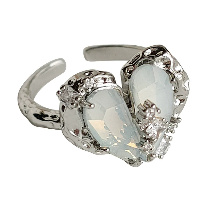 Vintage Geometric Zircon Ring Collection Index Ring Open Adjustable Hand Jewelry