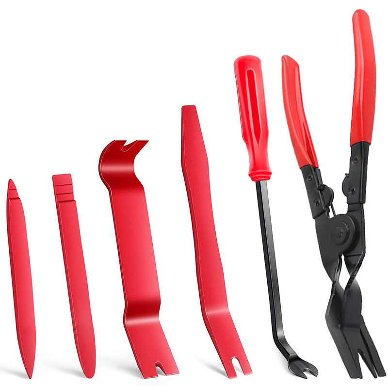 7-Piece Car Audio Modification Tool Anti-Scratch Plastic Pry Bar Fastener Clamp Interior Clip Removal Tool