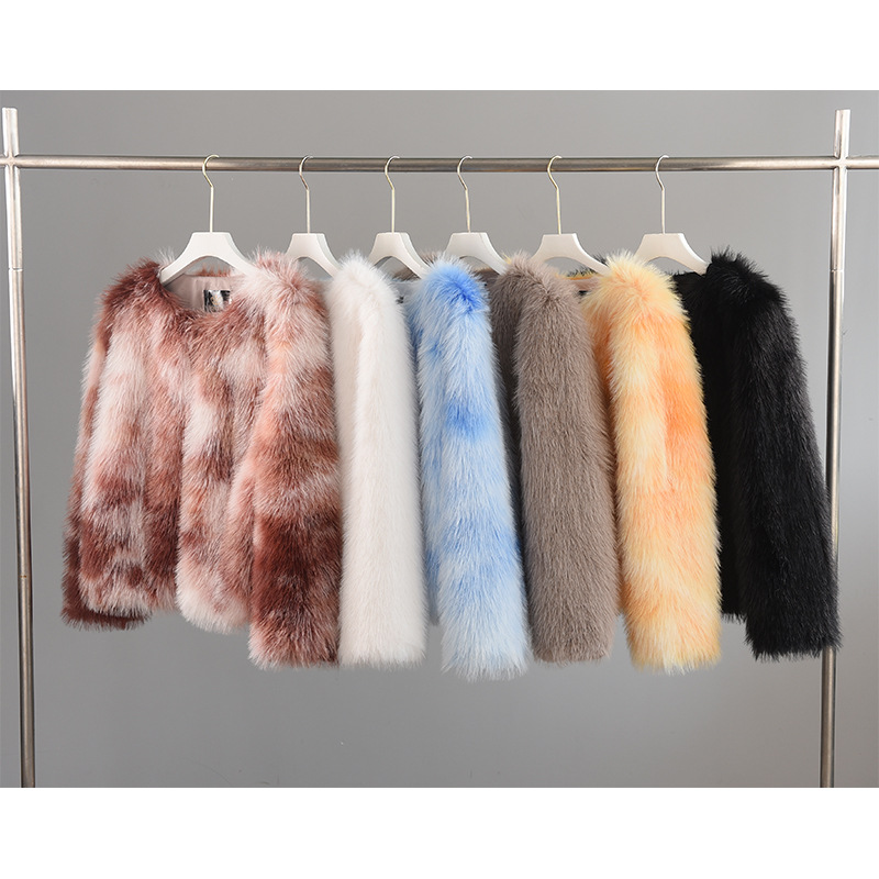 Autumn/winter new toka round neck jacket faux fur coat young coat short faux fur coat