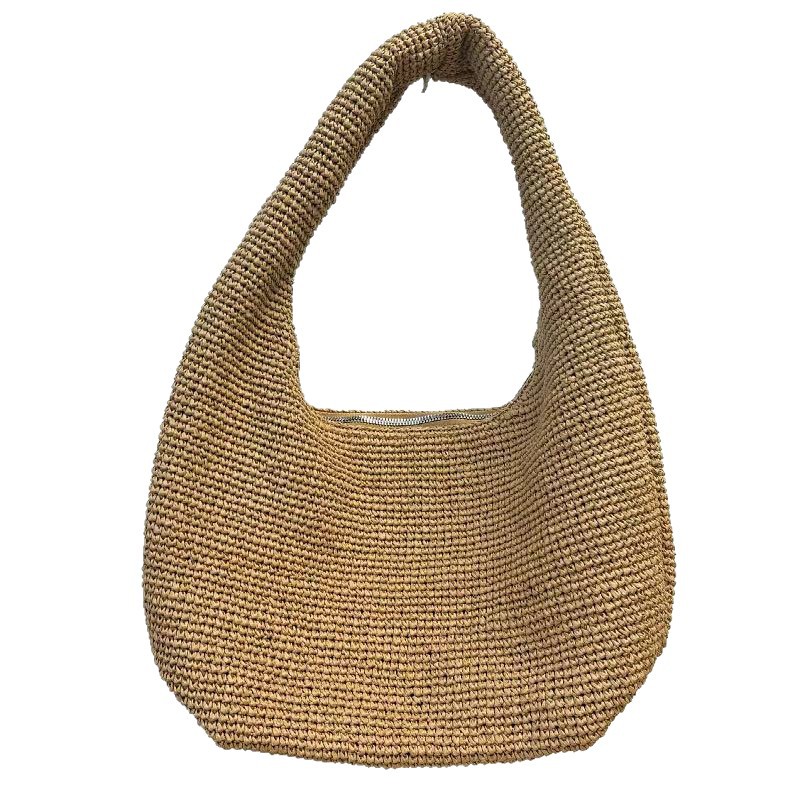 Summer Straw Bag Women's New Handwoven Bag Large Capacity Single Shoulder Underarm Bag Vacation Beach Bag