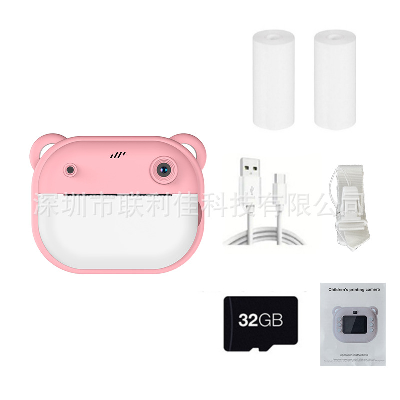 New children's Polaroid print camera HD dual lens can take photos and video toy gift box
