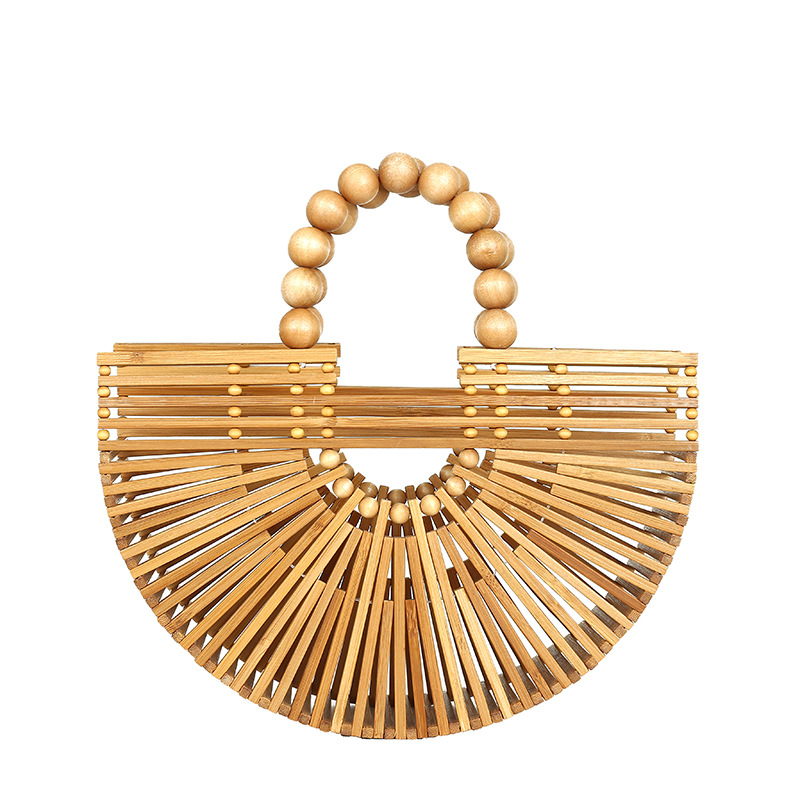 Woven Summer Bag 2022 Forest Girl Hollow Large Capacity Wood Bead Xiao Xiang Style Handbag