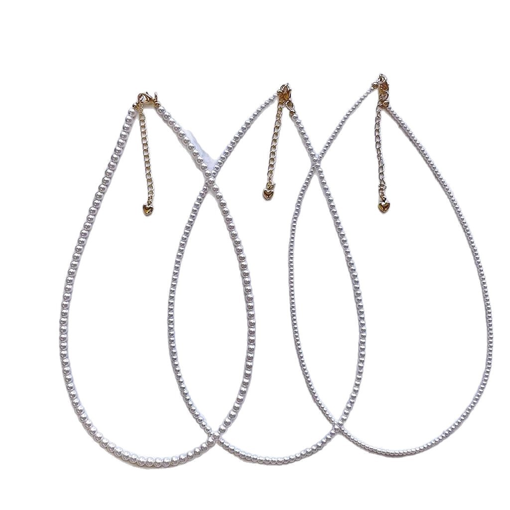 Swarovski 2mm Ultra Fine Rice Pearl Necklace for Women Clavicle Chain