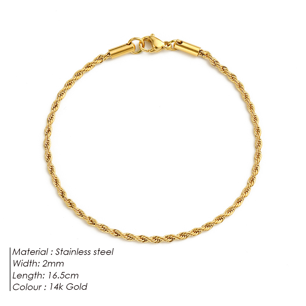 eManco New Twist Chain Bracelet Women Hip Hop Punk Gold Stainless Steel Bracelet Gold Plated Hand Jewelry Accessories