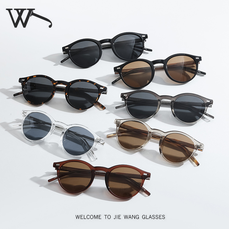 New Brown Round Frame Sunglasses TR Pin Leg UV Protection Polarized Sunglasses
