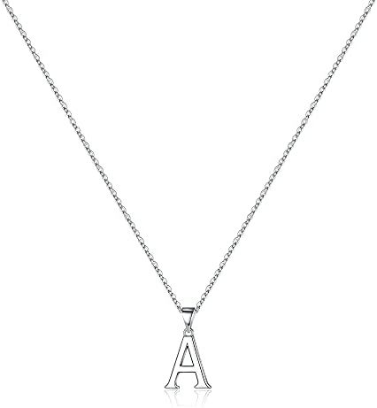 Letter S925 Sterling Silver Necklace Smooth 26 Letters Necklace Pendant Simple