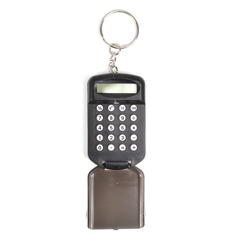 Transparent Mini Calculator Pocket Flip Calculator Student Portable Keychain Pendant Calculator
