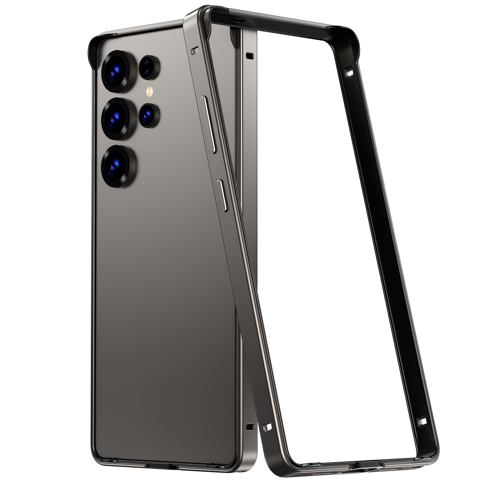 Convex corner silicone metal frame for Samsung Galaxy S26 Ultra phone case four-corner anti-fall S26 frame
