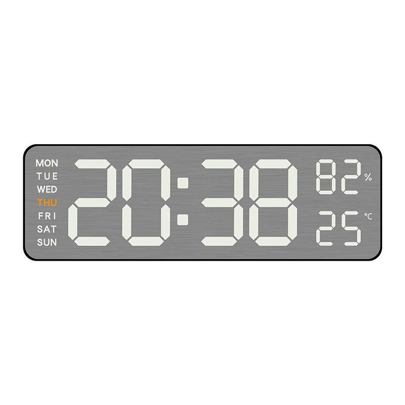 Metal Brushed Feel Wall Clock New Multifunctional Electronic Clock LED Electronic Alarm Clock Simple Alarm Clock