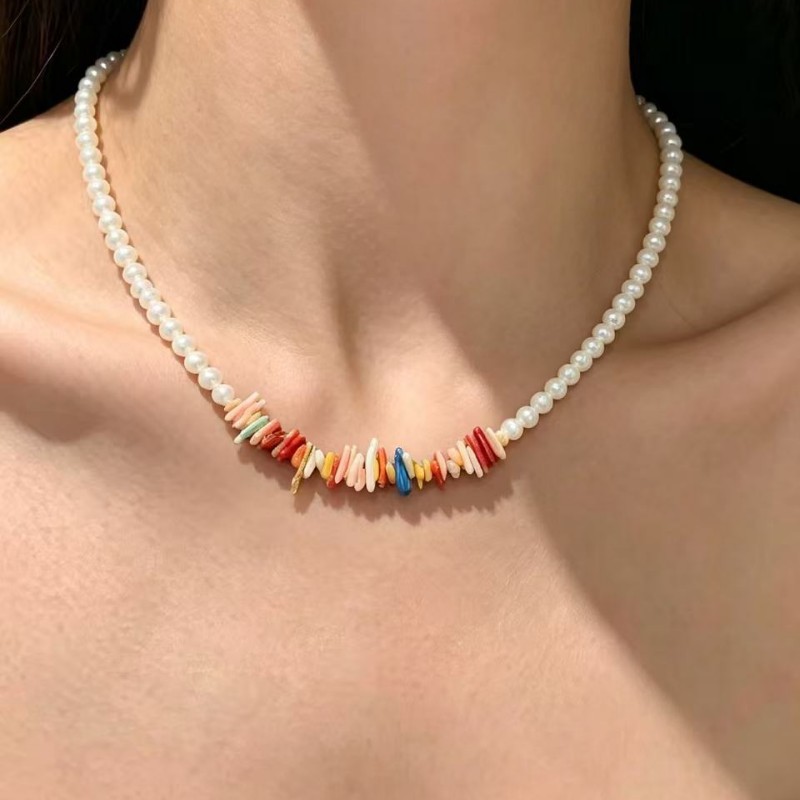 Freshwater Real Pearl Necklace Size Alternating Multi-Layer Handmade Fish Line Collarbone Chain Braided Jewelry Women