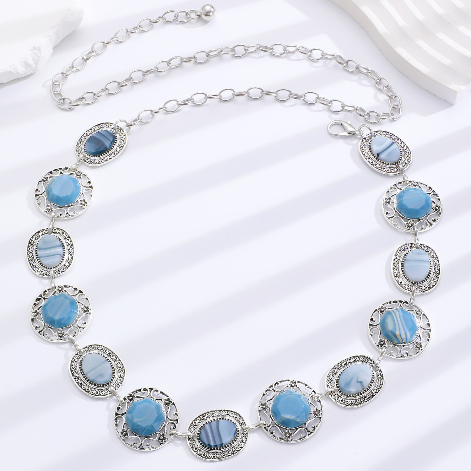 Waist Chain Women Decorative Thin Belt Simple with Dress Silver Ethnic Style Iron Chain Skirt Belt with Tassel