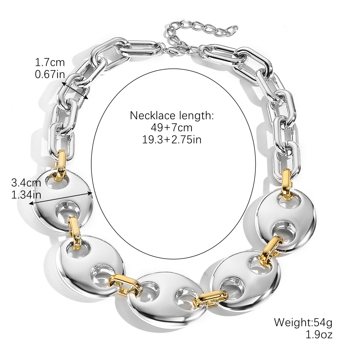 Acrylic pig nose thick chain punk style neck chain niche exaggerated hip-hop necklace