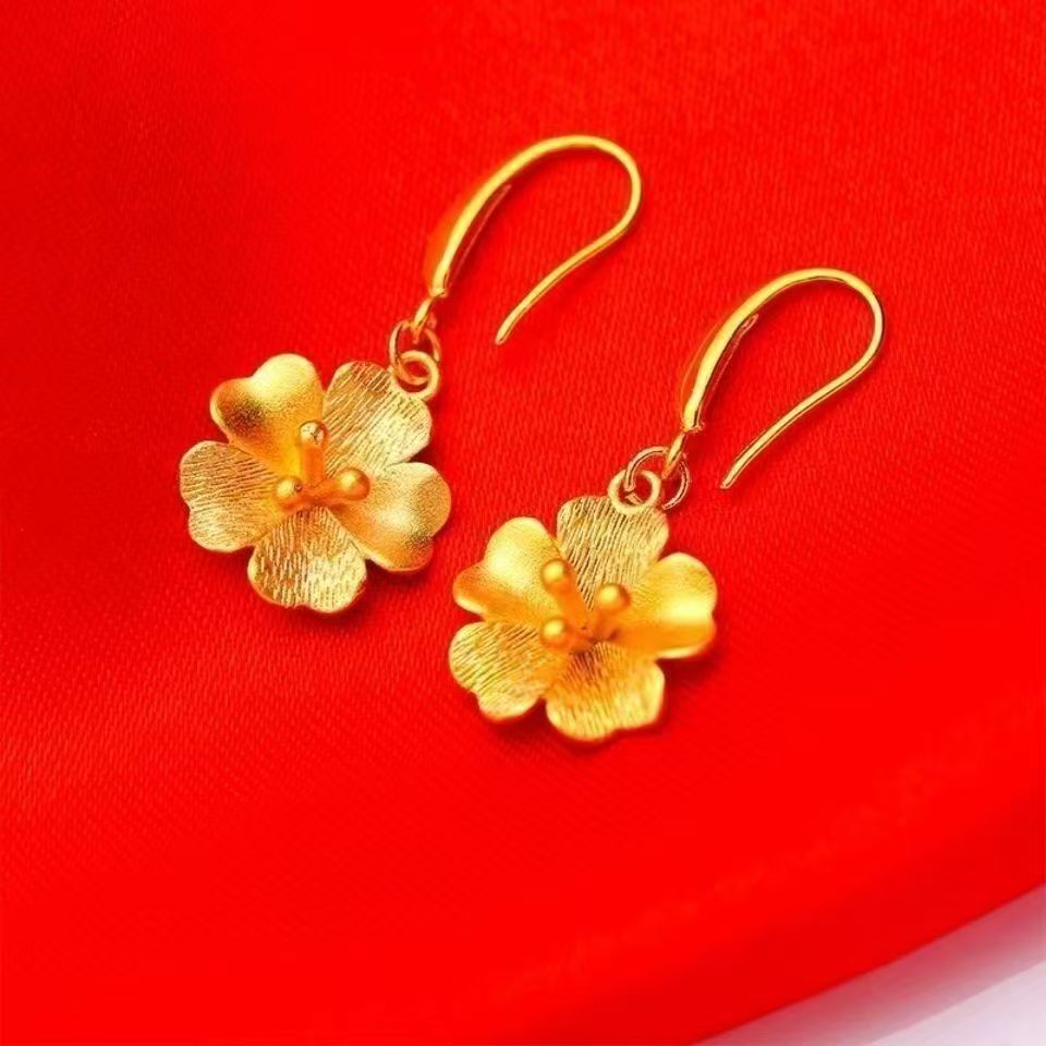 Gold shop sand gold electroplated small flower ear hook earrings live streaming supply
