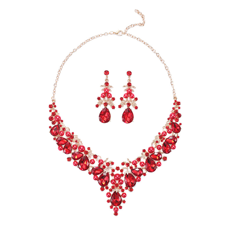 2022 New Necklace Set Women Two-Piece Alloy Elegant Bride Dress