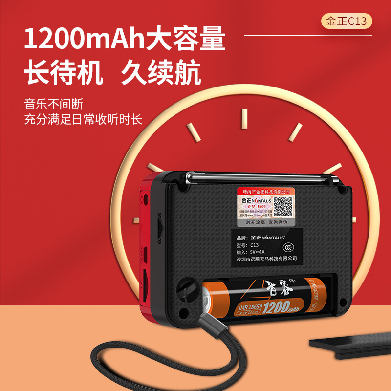 Jinzheng C13 Mini Speaker Card Radio for Elderly MP3 Walkman Player Timer Sleep Shutdown