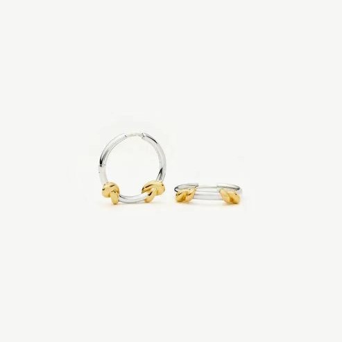 Small Gold-Silver Two-Tone Circle Earrings New Exquisite Jewelry Ear Cuffs