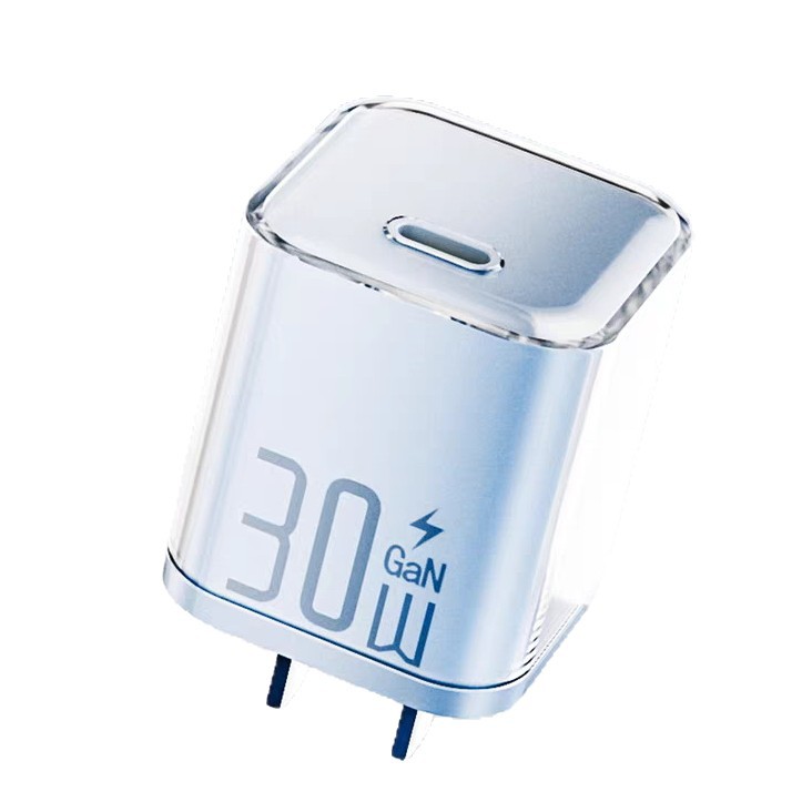 New PD30W ice transparent GaN fast charger head applicable to Apple 16 phone charger fast charging data cable set