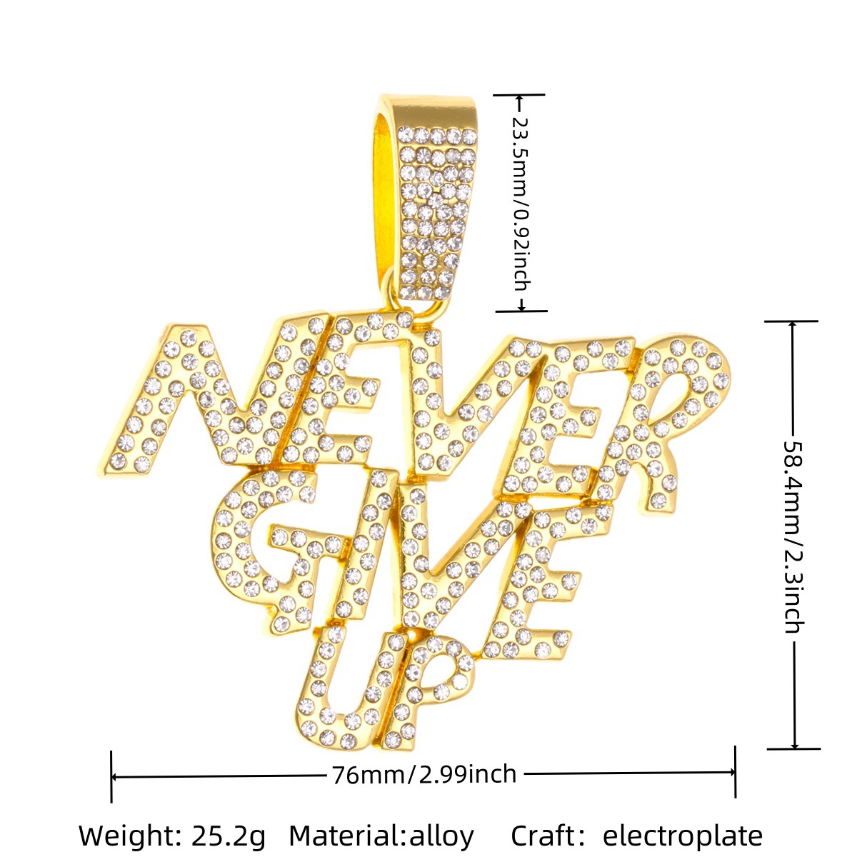 金色never give up单吊坠