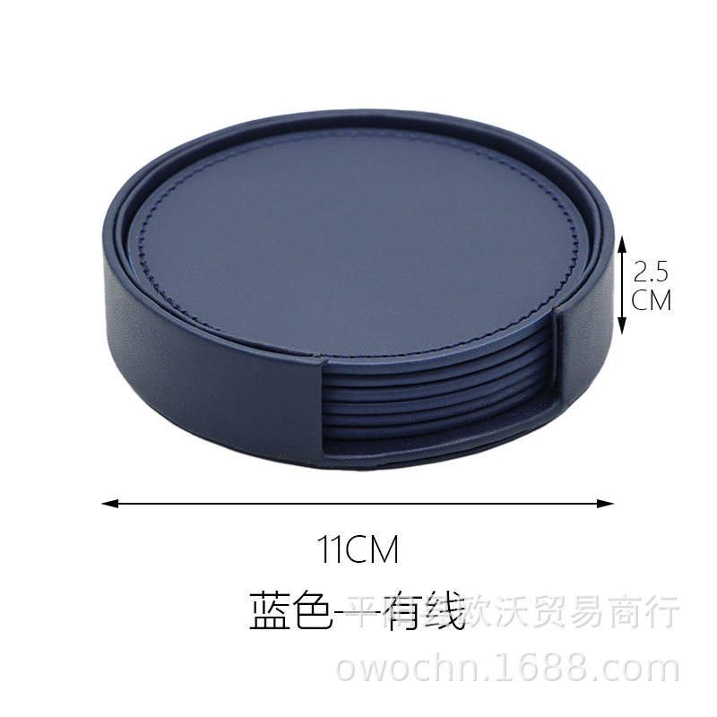 10CM wired leather round PU tea set heat insulation pad leather coaster logo