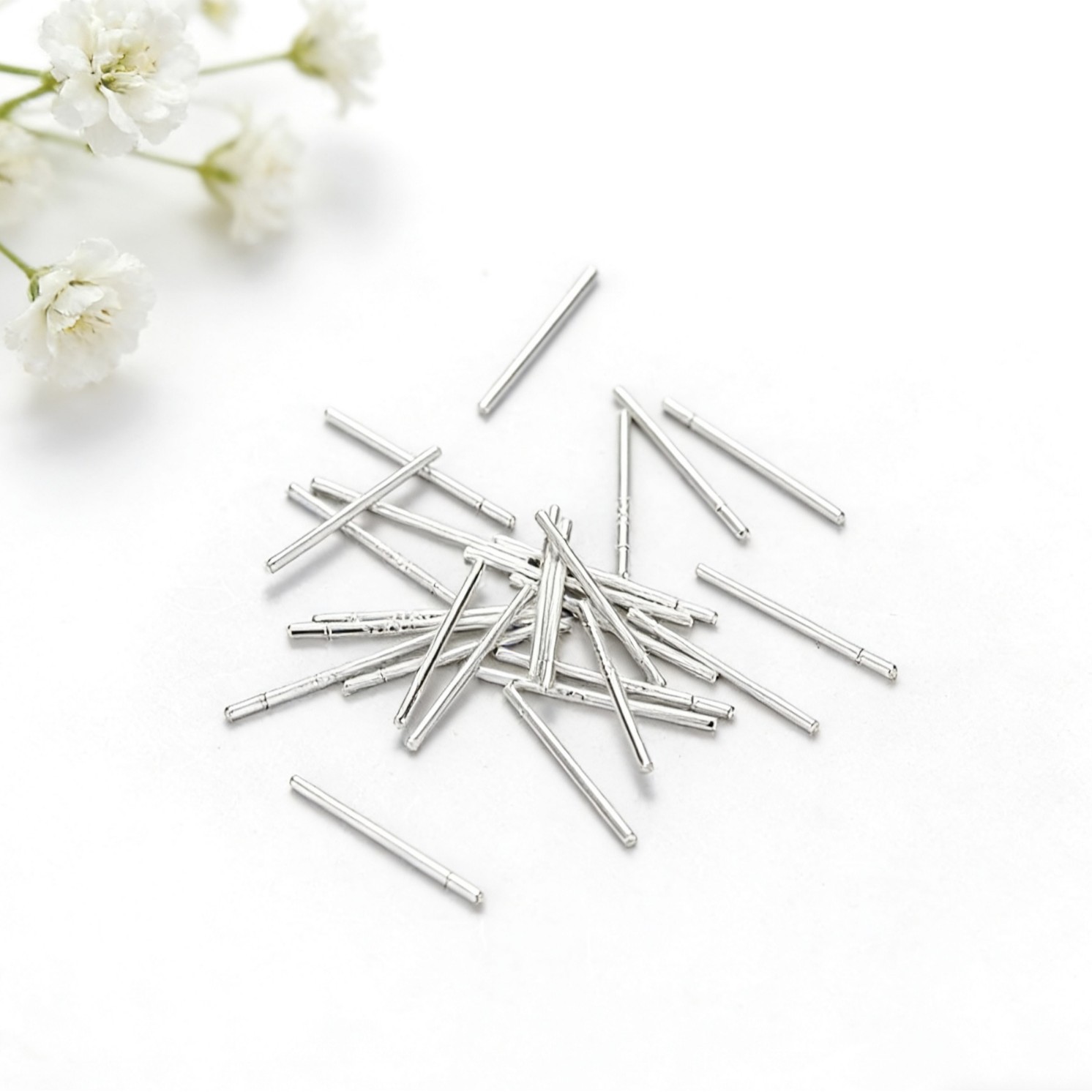 S925 solid sterling silver earring needles women's ear hole ear stick ear rod silver needles DIY plain silver earring accessories jewelry