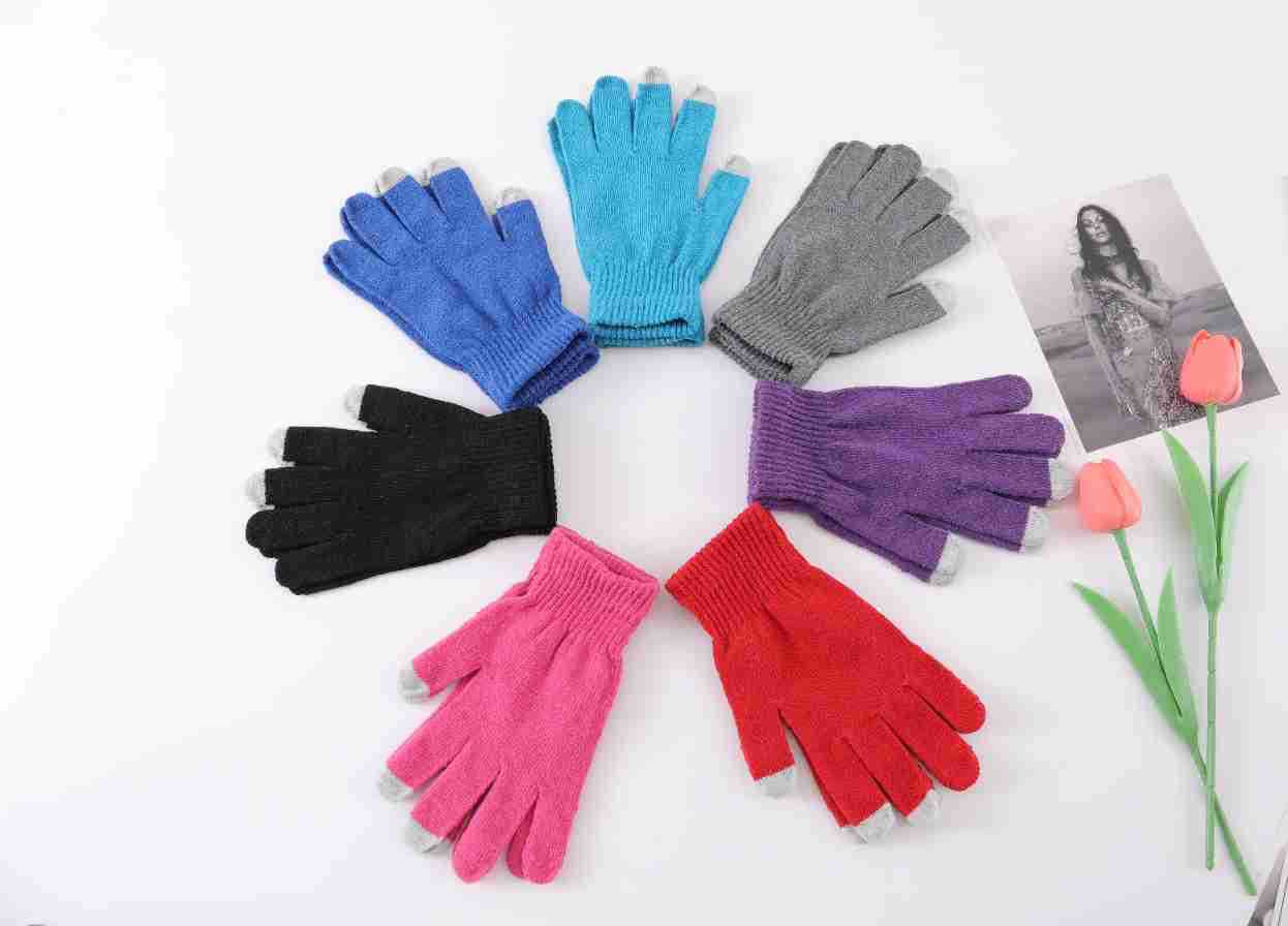 Macaron Solid Color Knitted Anti-Cold Warm Sports Gloves Outdoor Phone-Using Warm Touch Screen Warm Gloves