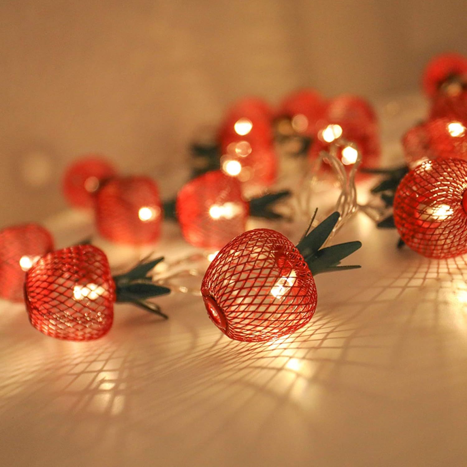 Grid Apple Light String USB Christmas Birthday Party Room Courtyard Decorative Lights Fruit Light String