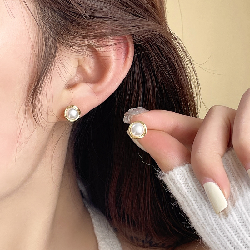 S925 silver needle simple small pearl ear studs simple mini short earrings earrings for women 6545