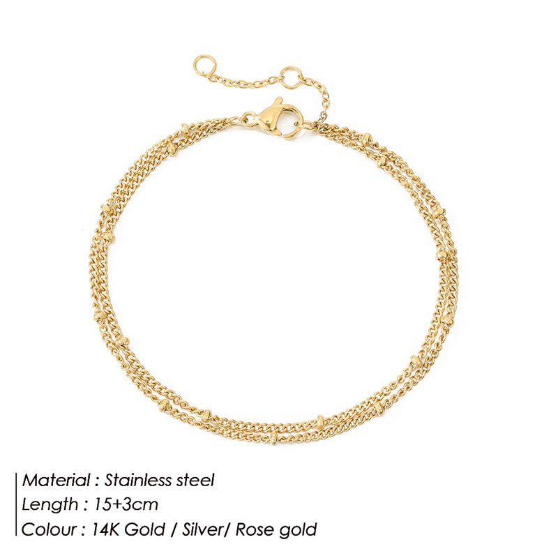 eManco Simple Women's Bracelet Multi-Layer Bead Chain Bracelet Stainless Steel Gold Plated Bracelet Hand Jewelry Distribution