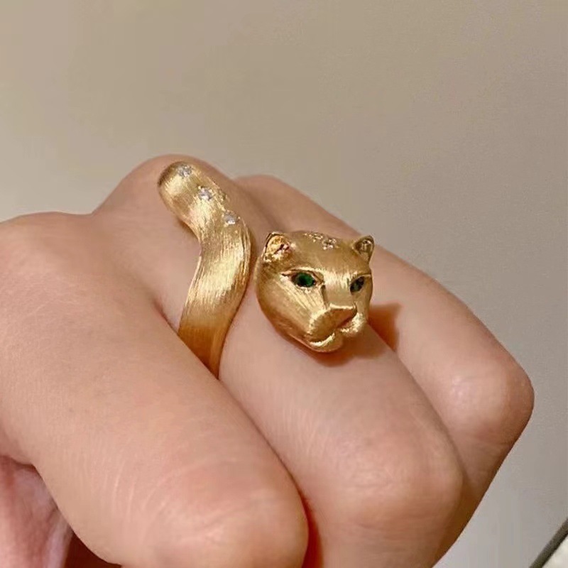 New Wealth Lucky Money Leopard Ring Gold Satin Wire Craft Leopard Ring