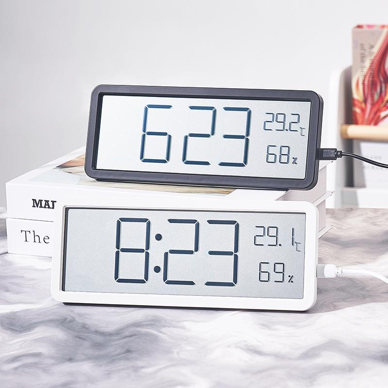 INS Simple Large Screen Clock Living Room Wall Clock Temperature and Humidity Clock Modern Clock Hanging or Standing YD106