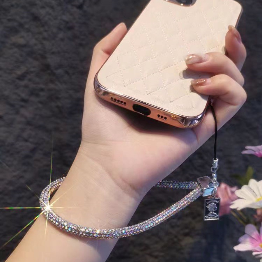 Mobile phone lanyard wrist full rhinestone lanyard hanging chain tag women pendant sturdy phone chain neck