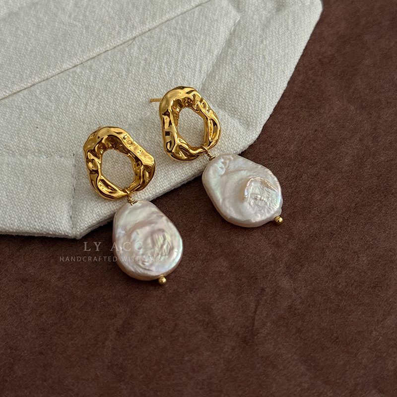 Exquisite Natural Baroque Pearl Earrings Ear Cuff Elegant Daily Earrings