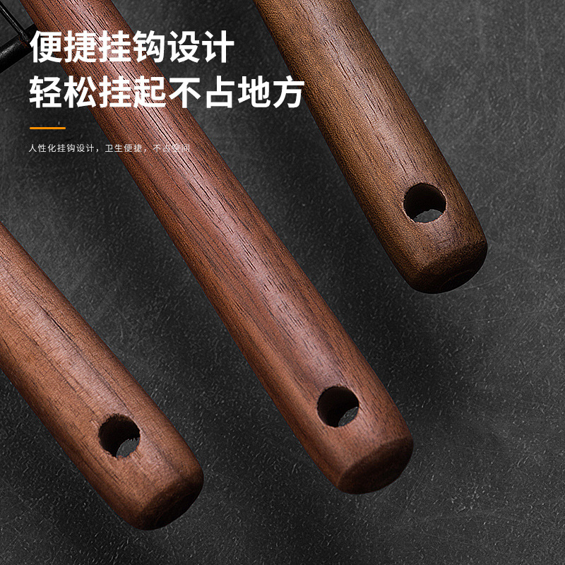 Walnut solid wood spatula kitchenware set wok household spatula 304 stainless steel soup slotted spoon frying spatula mini