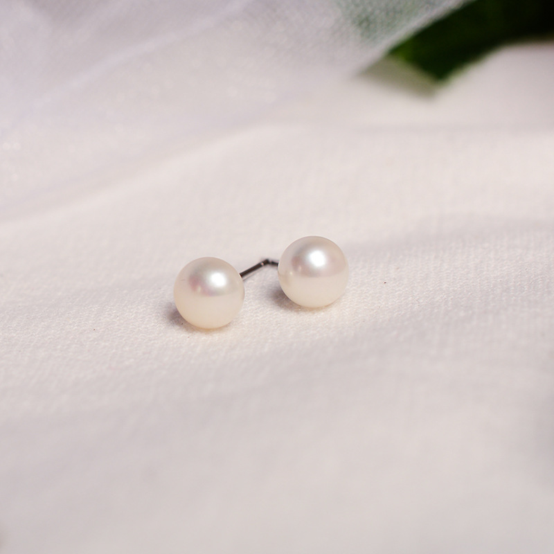 S925 Sterling Silver Natural Freshwater Pearl Ear Studs Ear Hole Nurturing Small Simple Summer Plain Stud Earrings for Women