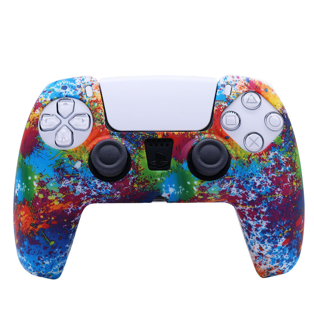 PS5 silicone case game controller silicone case camouflage water print case protective cover spray paint feel watercolor case PS5 accessory