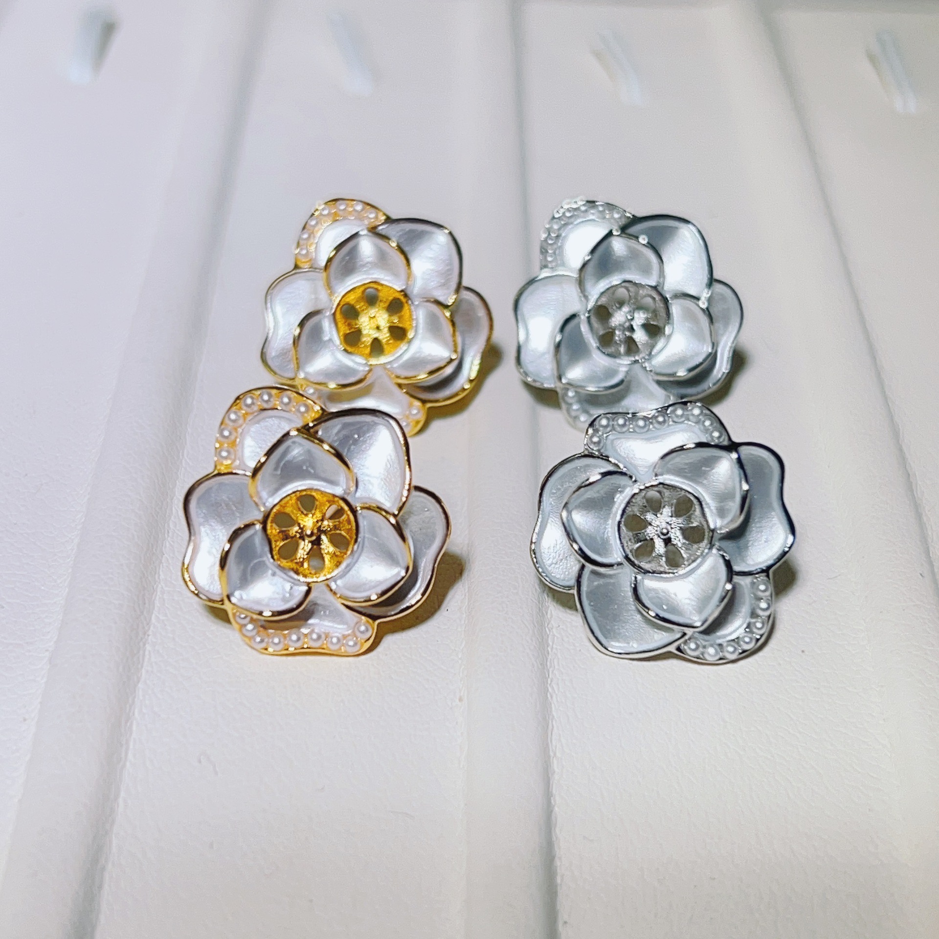 Real Gold Electroplated 18K Gold-Plated Zircon Pearl Earrings Empty Mount Natural Mother-of-Pearl Handmade DIY Pearl Earrings Accessories for Women