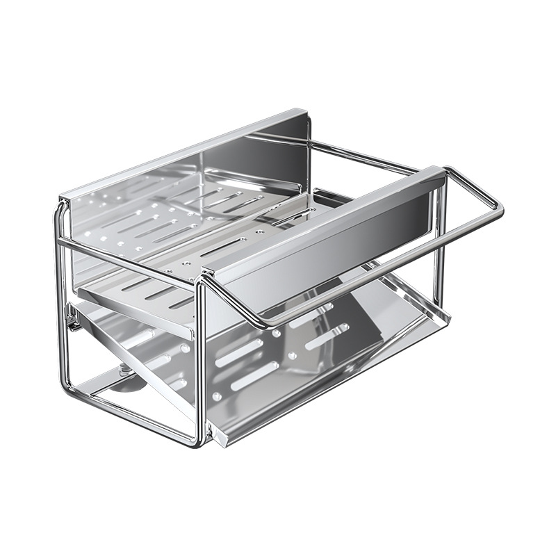 Stainless steel sponge rack, sink dishcloth drain rack, multifunctional countertop towel storage rack, kitchen supplies